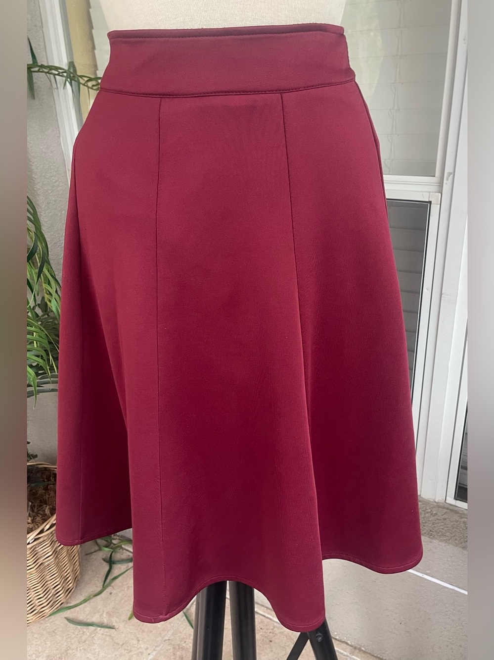 Flattering Burgundy A-Line Skirt